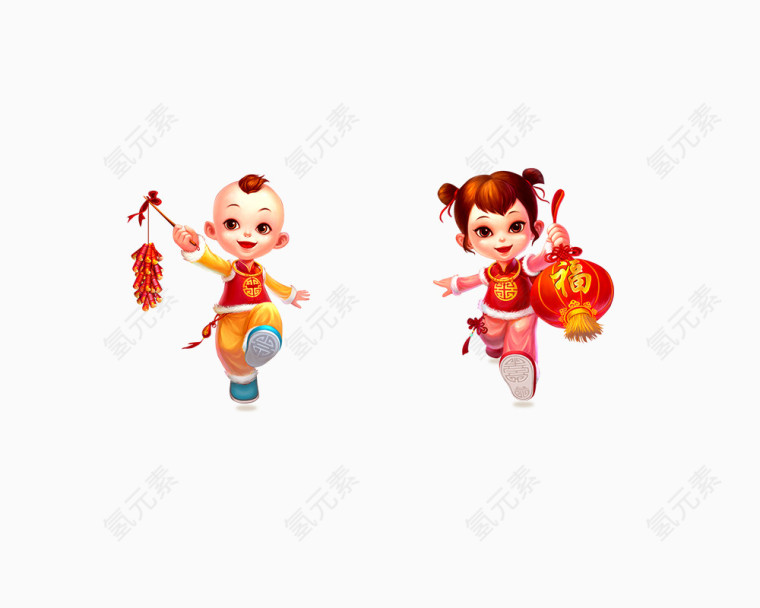 红色喜庆男孩女孩