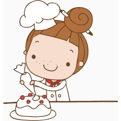 卡通做蛋糕可爱小女孩矢量