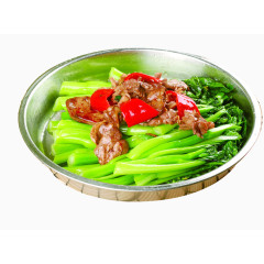 一盘美味的菜心炒鸡杂