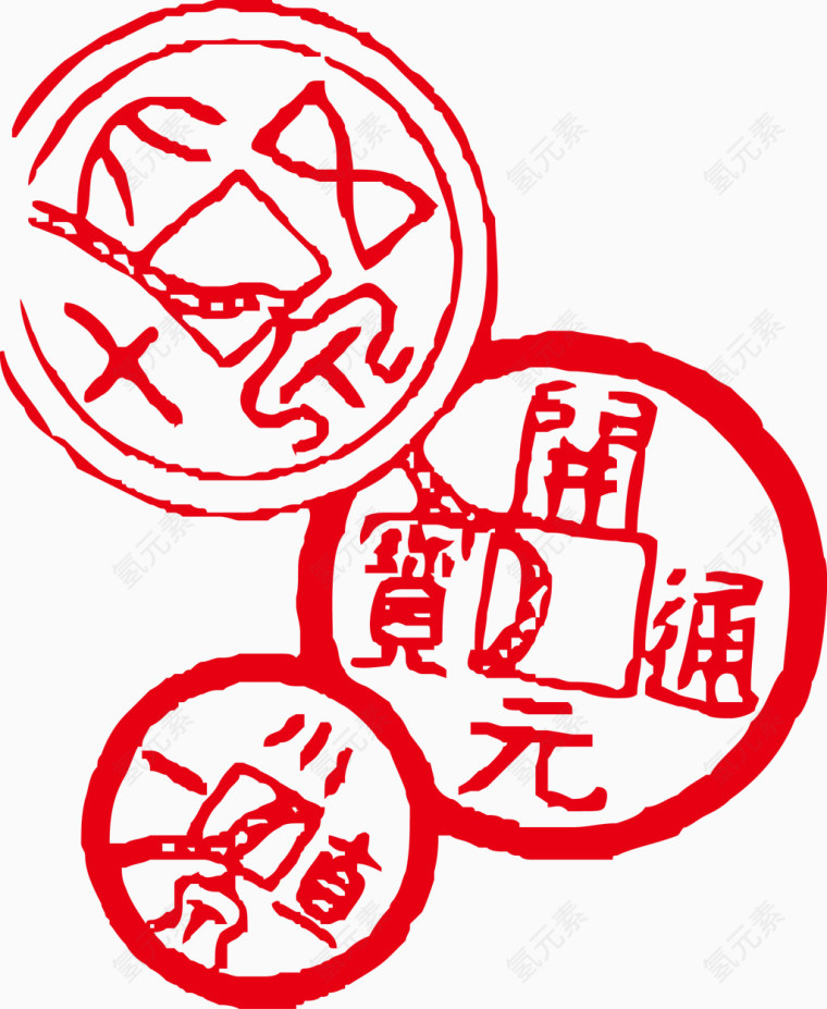 铜钱镂空图形矢量图