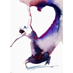 水彩抽象艺术舞蹈人形图案