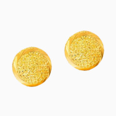 周大福圆珠车花耳钉