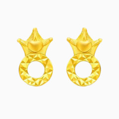 周大福皇冠黄金耳钉