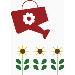 矢量扁平喷壶浇花