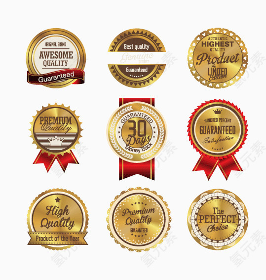 金色奖牌矢量图标