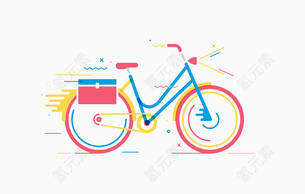 扁平化彩色自行车