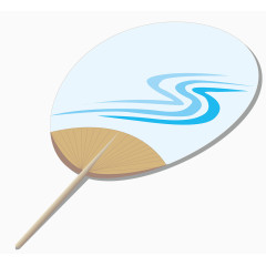 手绘团扇矢量素材