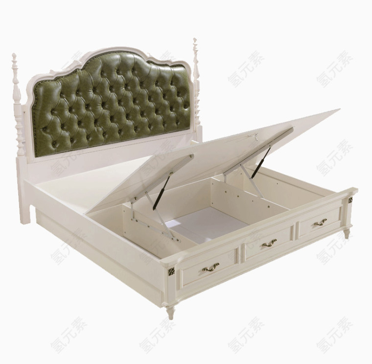 储物高箱床白色婚床