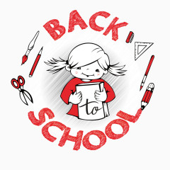 矢量手绘女孩返校