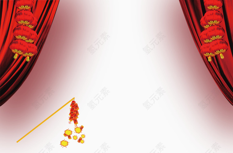 新年窗帘鞭炮节日元素