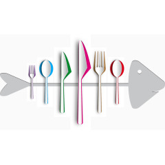 矢量创意餐具鱼骨头