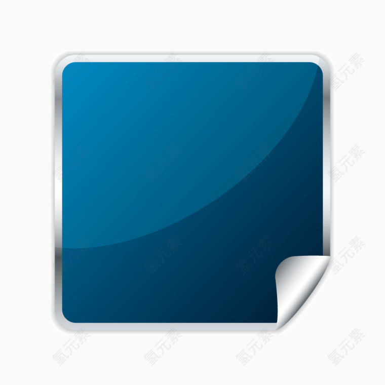 蓝色质感银色边框标签