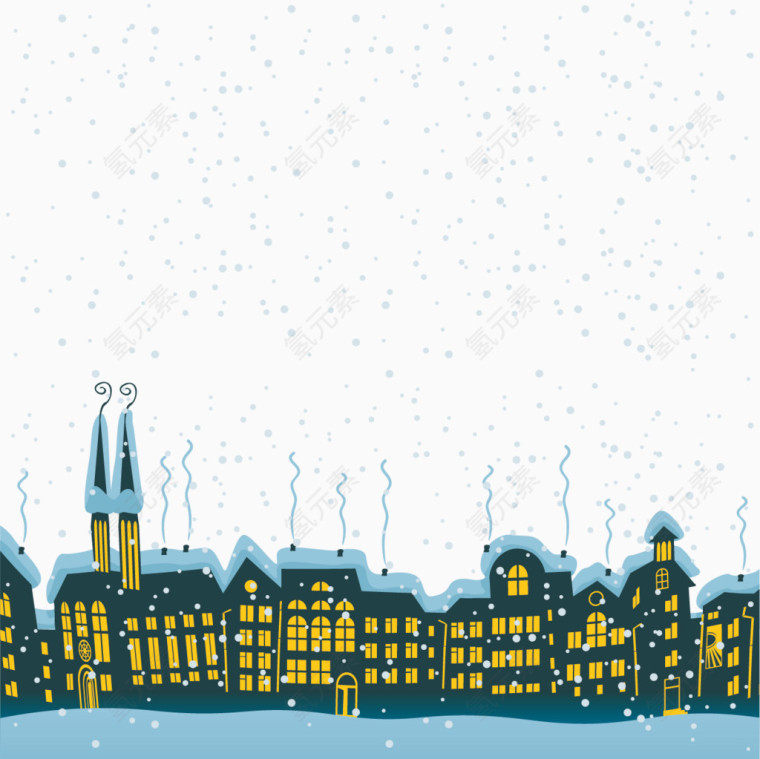 雪景城市初雪素材