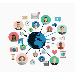 矢量商务科技人脉圈素材