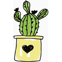 手绘卡通花盆栽仙人球