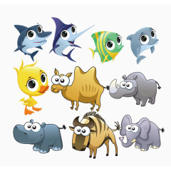 鱼类鸭子大象小牛