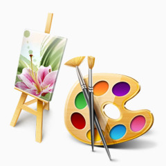 卡通风格画板和调色盘