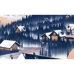 彩绘森林村庄图案背景