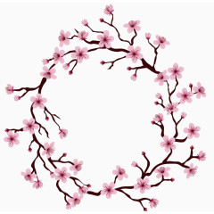 矢量手绘粉色花朵花环