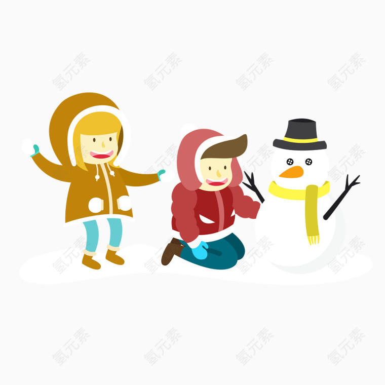 玩雪小朋友