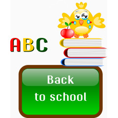 矢量黑板书本和小鸟