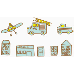 矢量绿色素材小房子交通工具