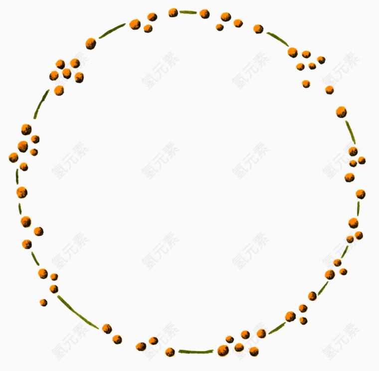 手绘圆形果实边框元素