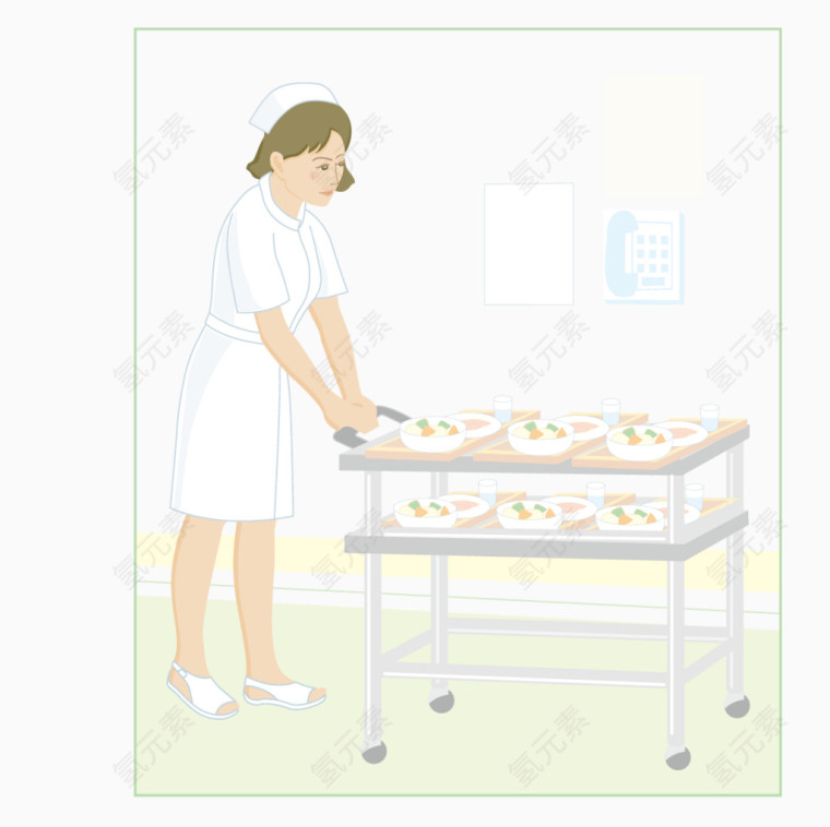 推着餐车的女护士