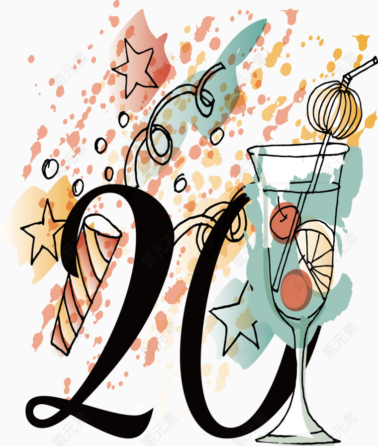 装饰矢量20周年生日庆祝