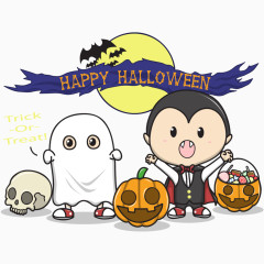 矢量手绘背景万圣节字符