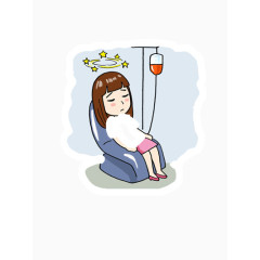 生病的小女孩矢量图