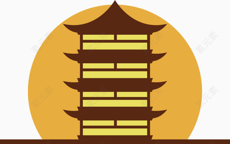 中式扁平建筑素材