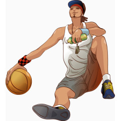 街上玩篮球少年矢量素材