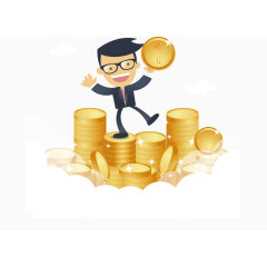 矢量手绘人物金币