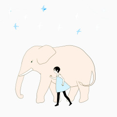 粉红色大象与小女孩