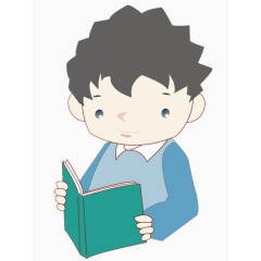阅读的男孩矢量图