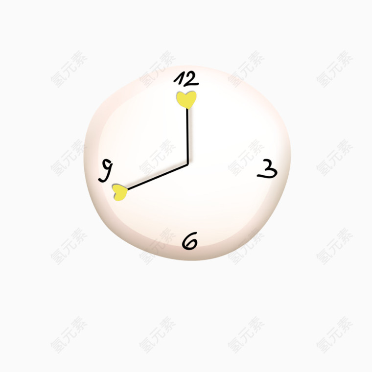 漂亮橙色桃心指针时钟