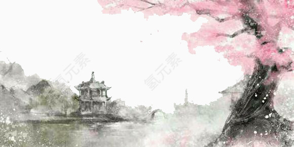 彩绘风景村庄图
