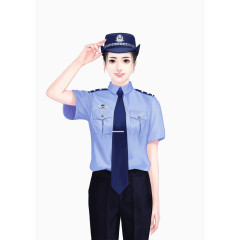 手绘美女警察