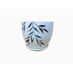 白色竹图案花盆