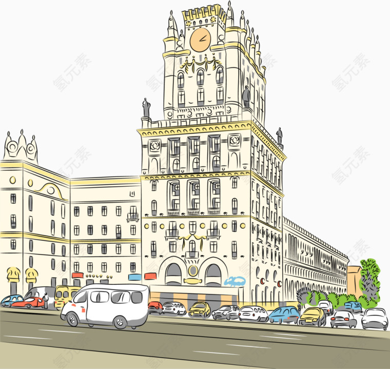 欧式建筑插画