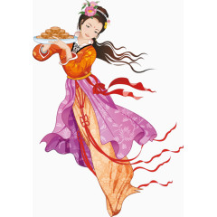 端着月饼盘子的嫦娥