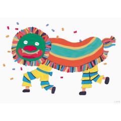 新年舞狮彩色简笔画