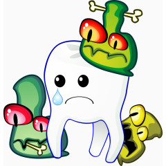 矢量细菌和哭泣的牙齿
