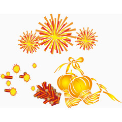 灯笼烟花炮竹大年初一素材