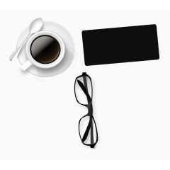 办公桌桌面摆放手机眼镜咖啡