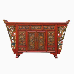 彩绘雕花做旧条案