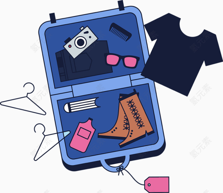 可爱旅行箱手绘矢量图