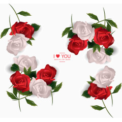 红白玫瑰边框表白卡