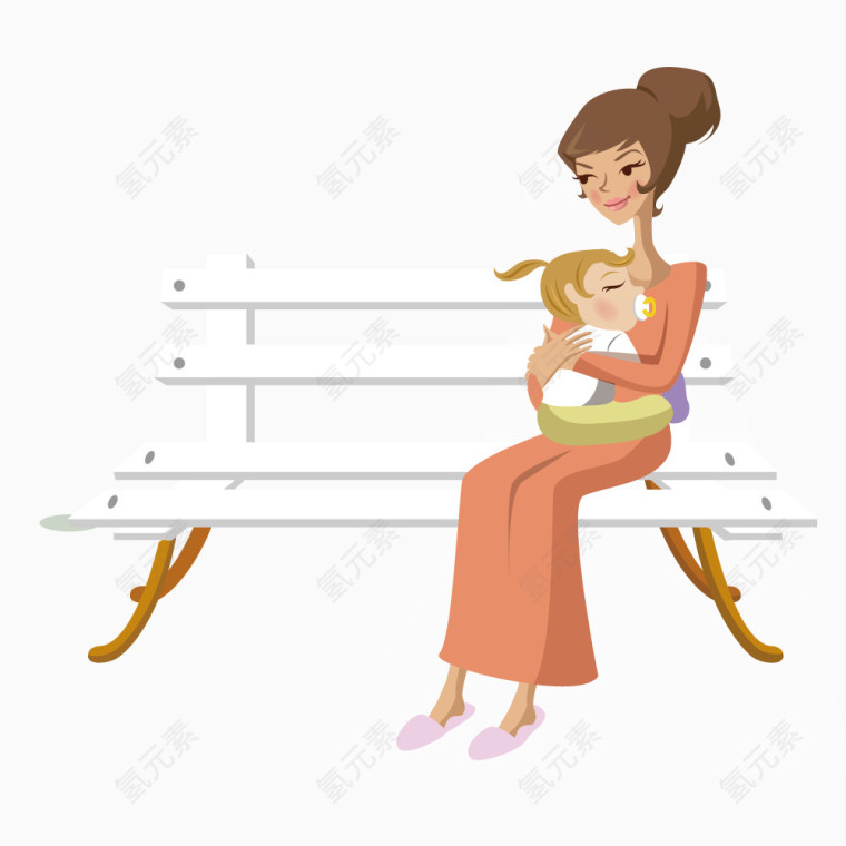 妈妈抱着熟睡的孩子